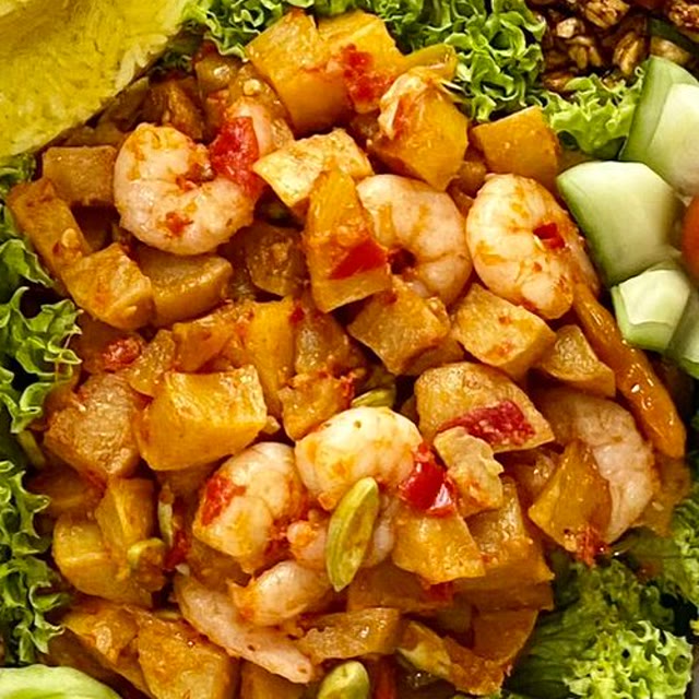 Balado potato with prawn
